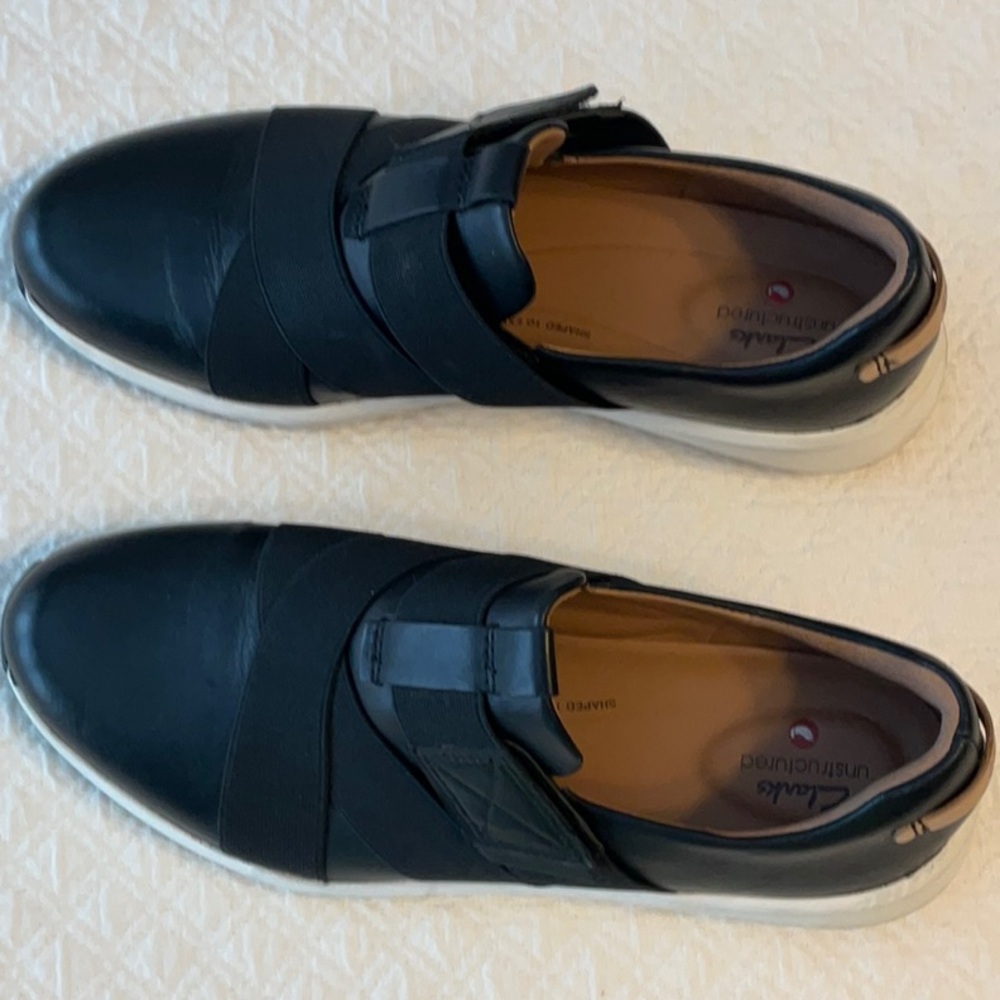 Clark’s Un Rio Strap Black Leather Slip-On Sneakers size 9 - Picture 5 of 6